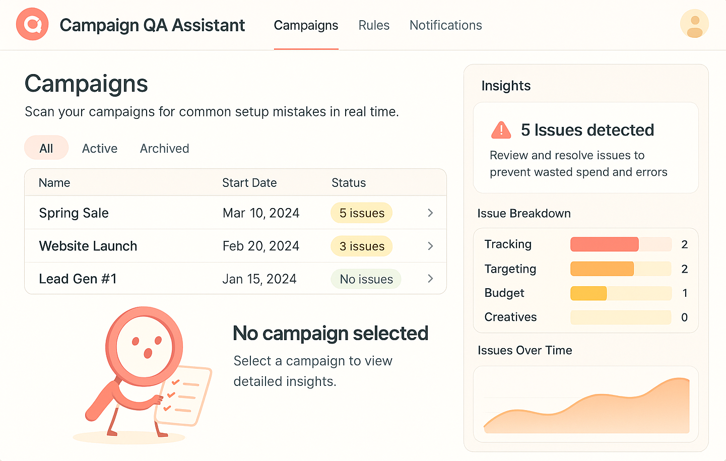 Campaign QA Assistant screenshot